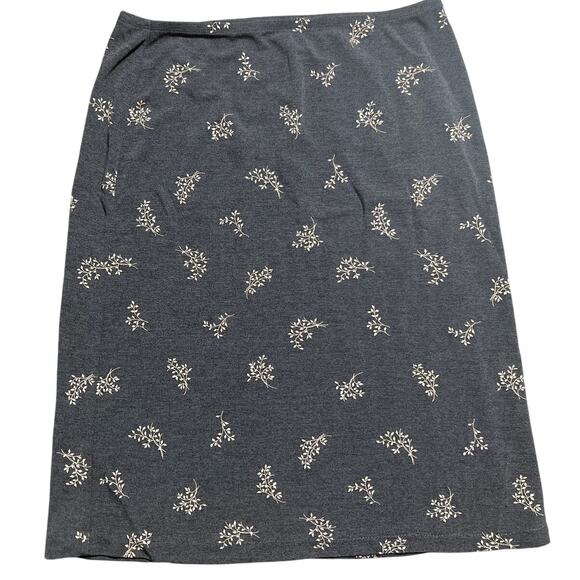 Carole Little Pull-On Skirt Women's Medium Gray with Cream Floral Print - Picture 1 of 3